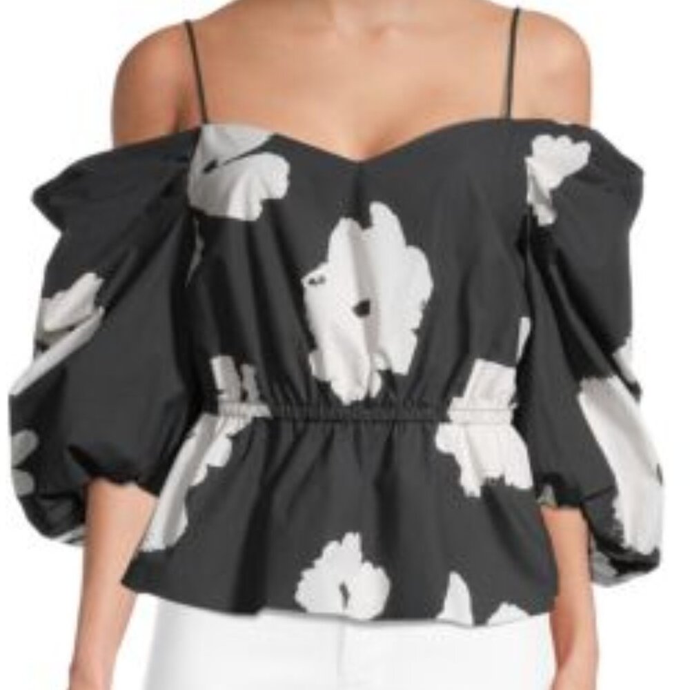 NWT Tanya Taylor Caroline Cold Shoulder Peplum Top Size M